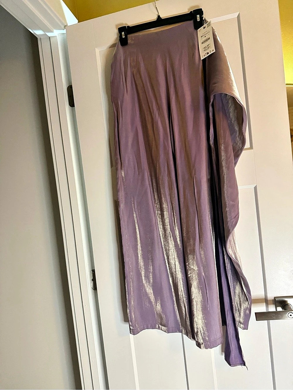 Zara Shiny Effect Wrap Trousers in Purple